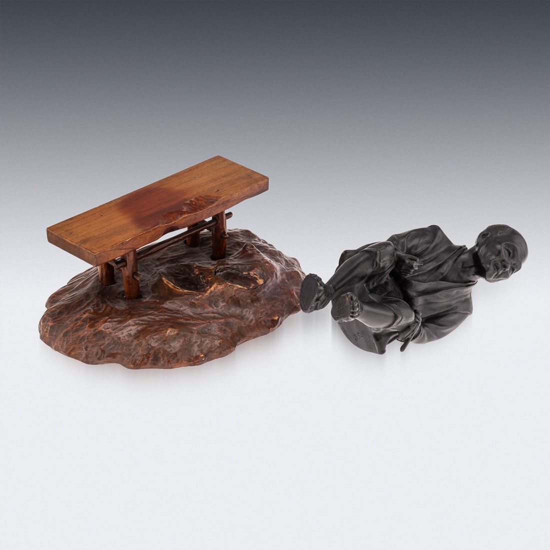 ANTIQUE 19thC JAPANESE MEIJI PERIOD TAKAAKIA BRONZE OKIMONO C.1890 - 7