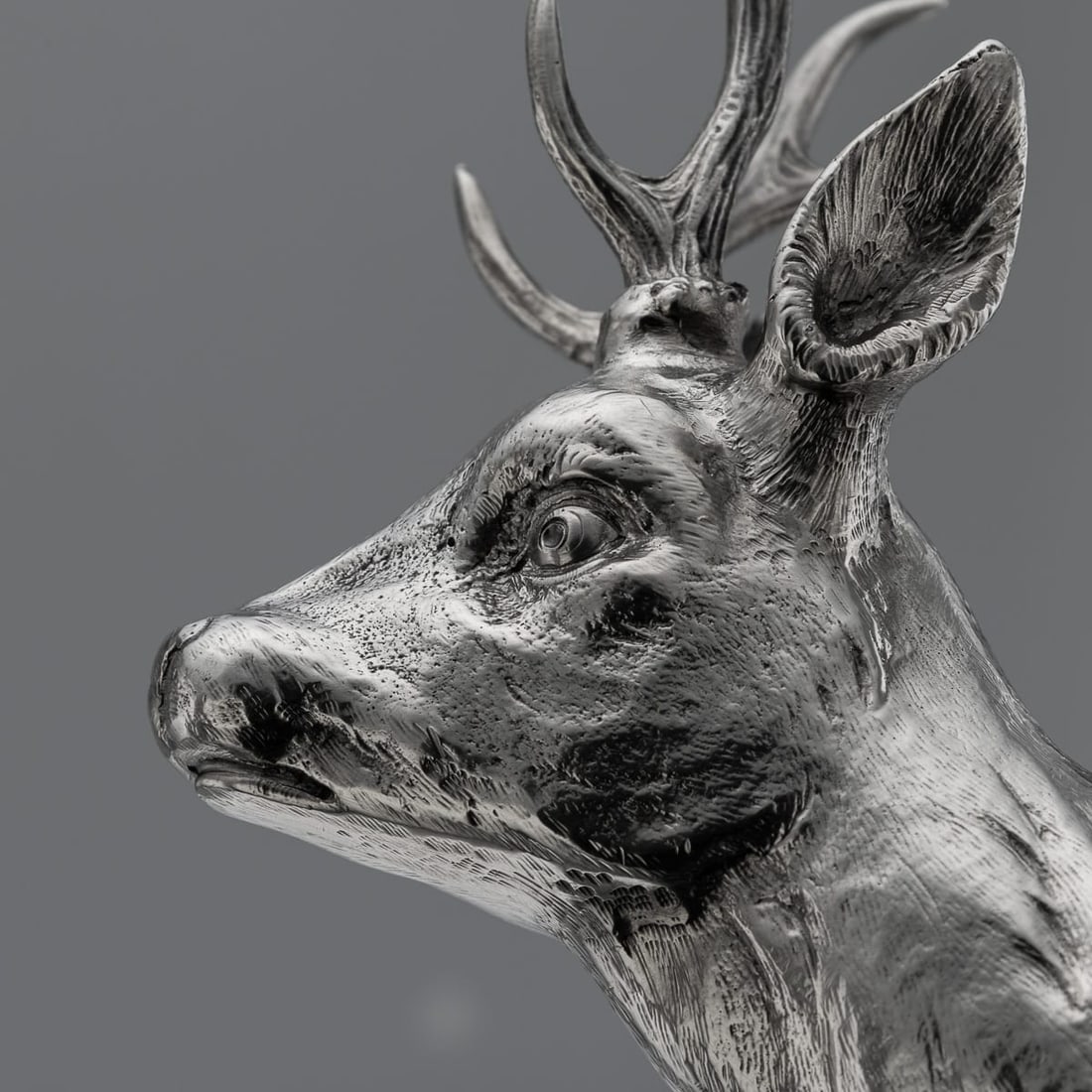 ANTIQUE 20thC GERMAN SOLID SILVER STATUES OF A REINDEER, HANAU c.1920 - 13