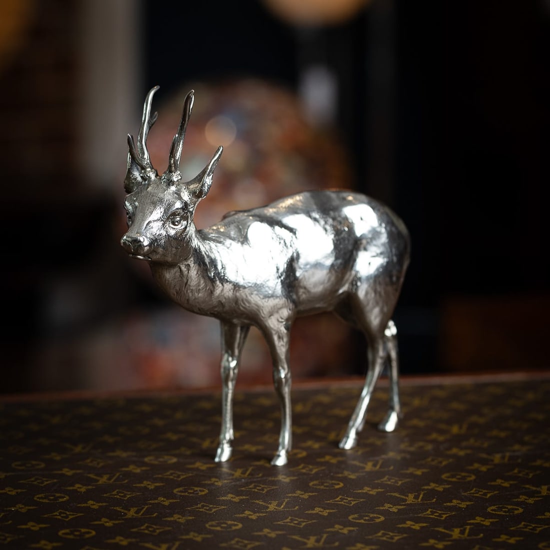 ANTIQUE 20thC GERMAN SOLID SILVER STATUES OF A REINDEER, HANAU c.1920 - 2