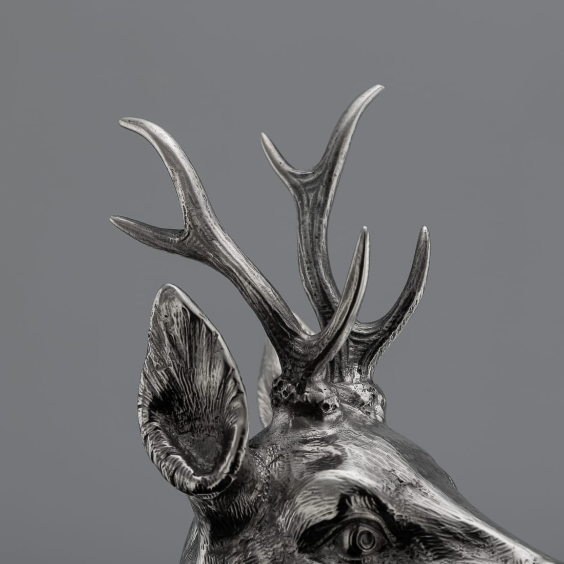 ANTIQUE 20thC GERMAN SOLID SILVER STATUES OF A REINDEER, HANAU c.1920 - 7
