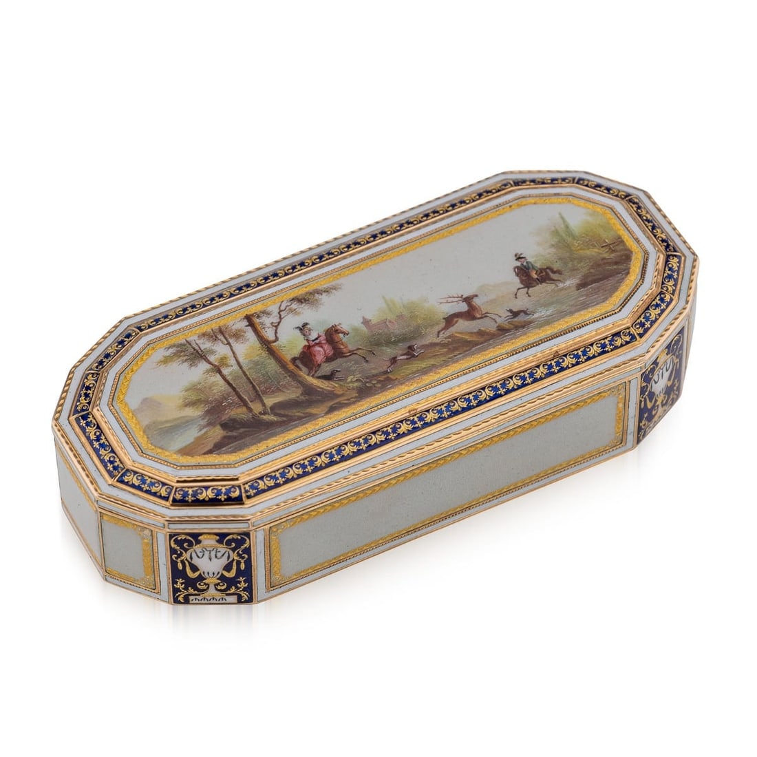 ANTIQUE 18thC GERMAN 18k GOLD & ENAMEL SNUFF BOX, FRERES JORDAN, HANAU c.1790 (1 of 20)