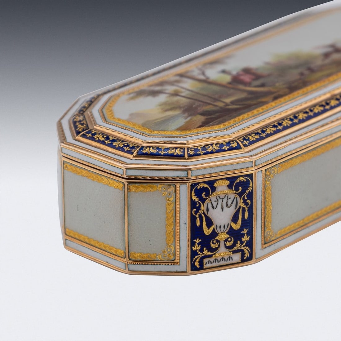 ANTIQUE 18thC GERMAN 18k GOLD & ENAMEL SNUFF BOX, FRERES JORDAN, HANAU c.1790 - 7