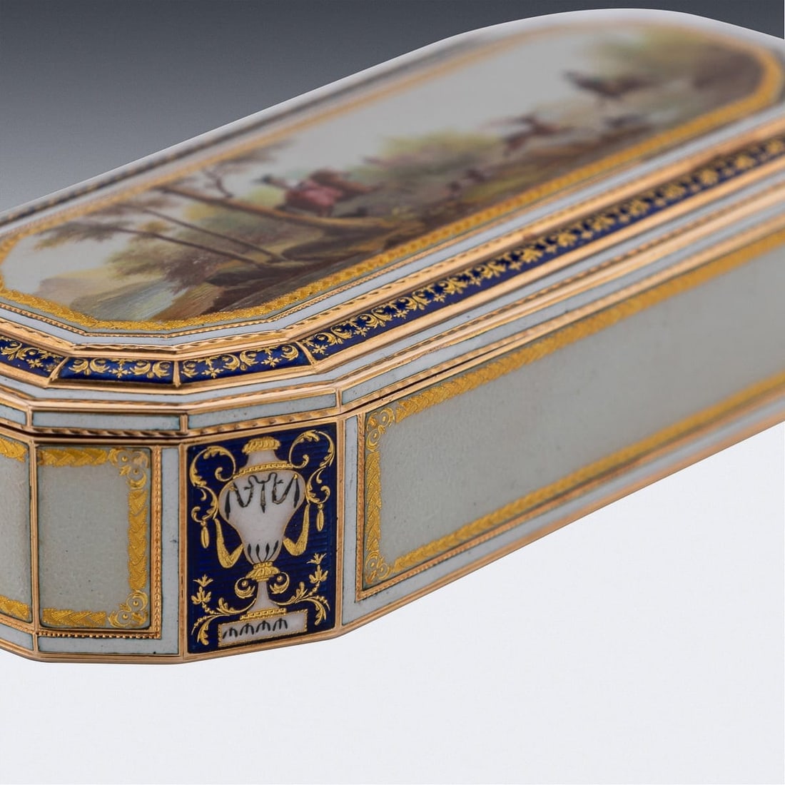 ANTIQUE 18thC GERMAN 18k GOLD & ENAMEL SNUFF BOX, FRERES JORDAN, HANAU c.1790 - 8