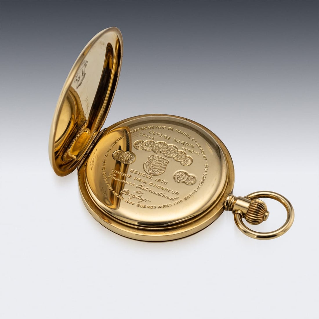 ANTIQUE 20thC SWISS 18K GOLD ULYSSE NARDIN LOCLE & GENÈVE POCKET WATCH - 4