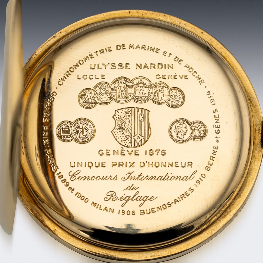 ANTIQUE 20thC SWISS 18K GOLD ULYSSE NARDIN LOCLE & GENÈVE POCKET WATCH - 5