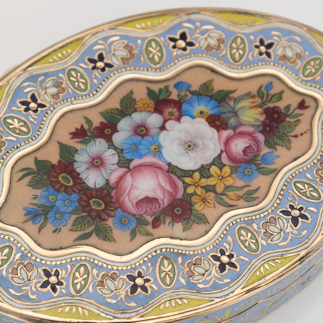 ANTIQUE 19thC SWISS 18k SOLID GOLD & ENAMEL SNUFF BOX, GENEVA c.1830 - 14