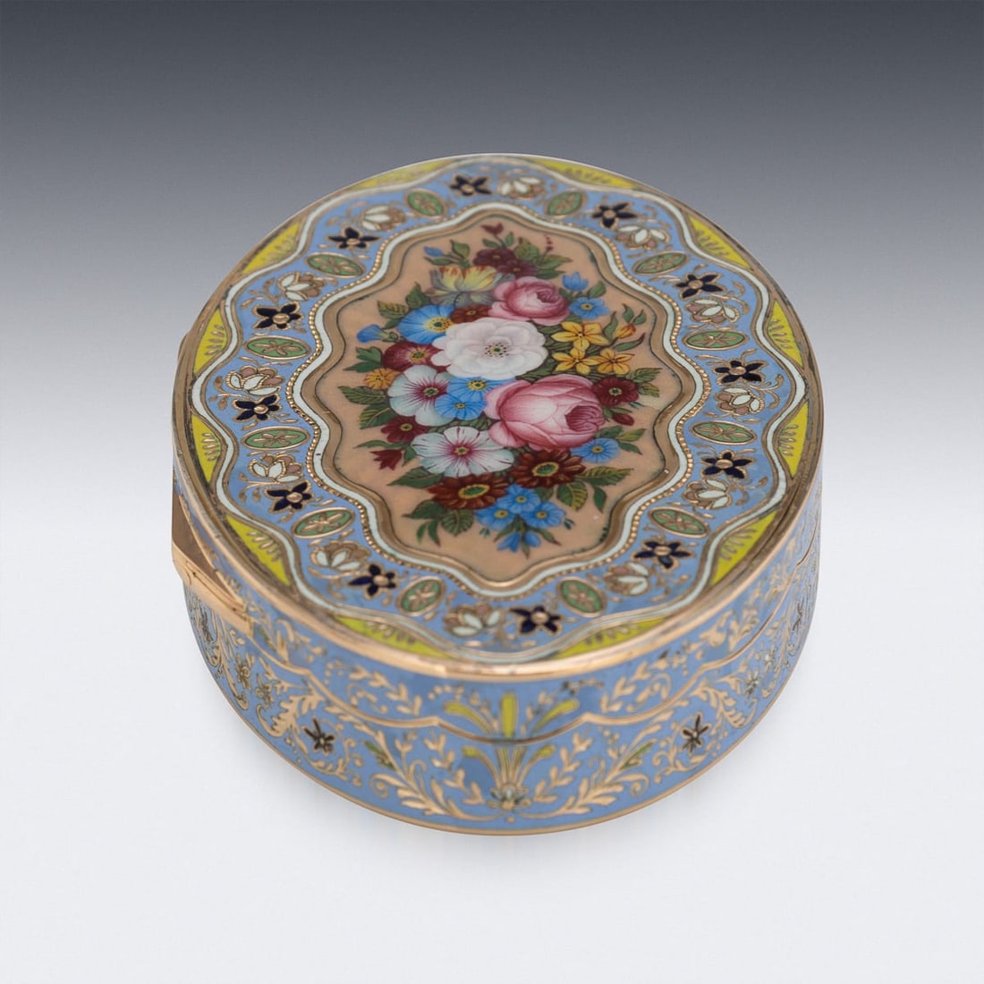 ANTIQUE 19thC SWISS 18k SOLID GOLD & ENAMEL SNUFF BOX, GENEVA c.1830 - 8