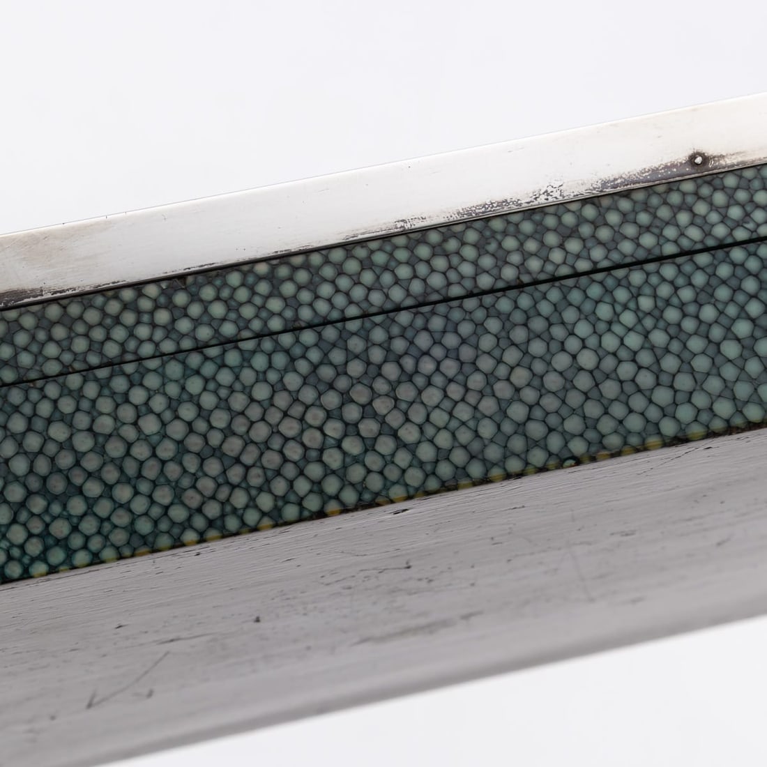 20thC ENGLISH SOLID SILVER & SHAGREEN NOVELTY CIGAR BOX, LONDON c.1929 - 14
