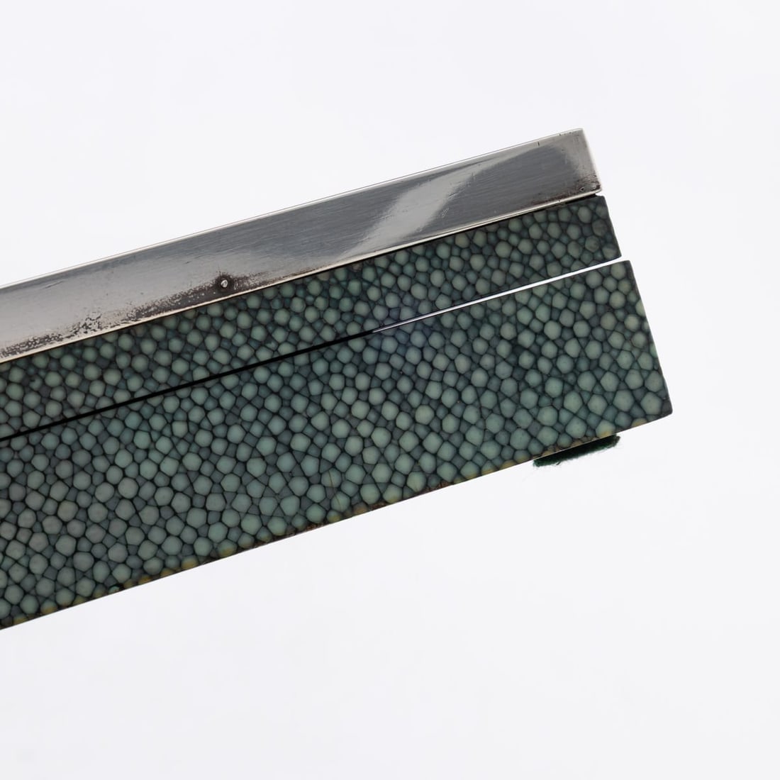 20thC ENGLISH SOLID SILVER & SHAGREEN NOVELTY CIGAR BOX, LONDON c.1929 - 15