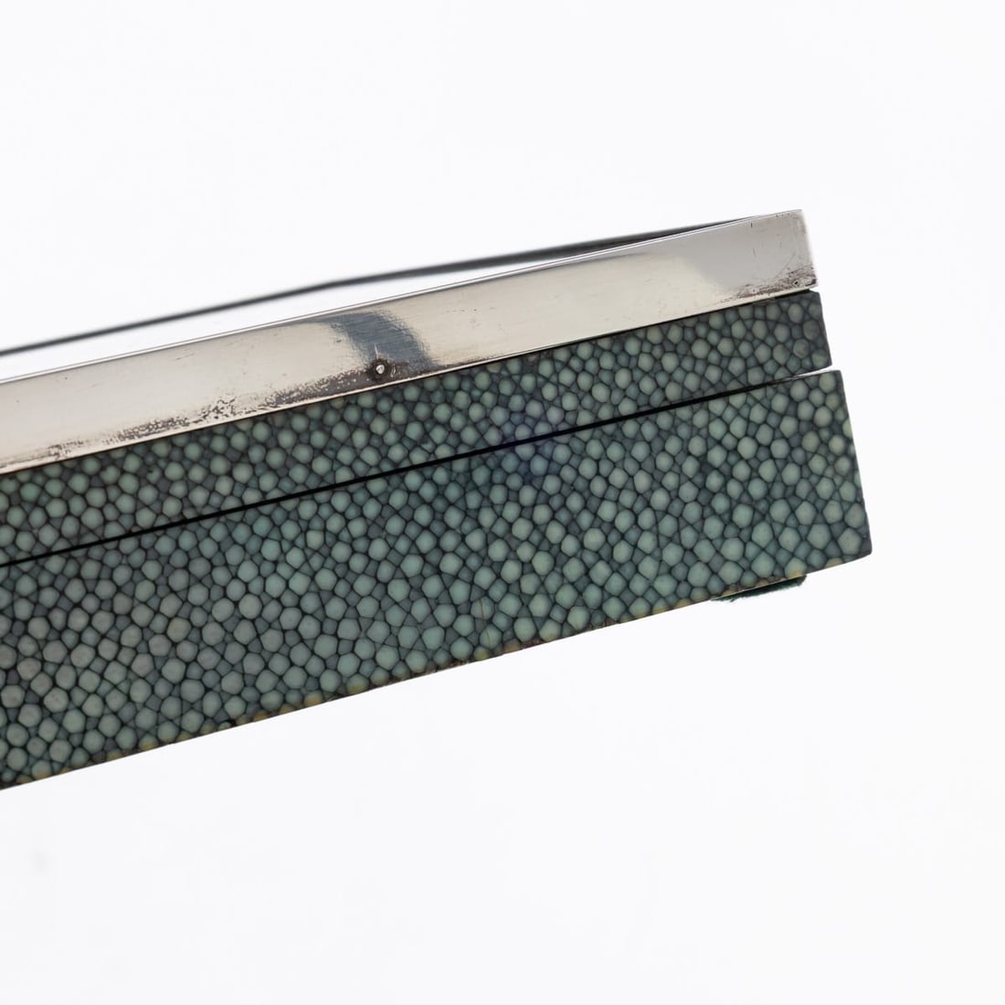 20thC ENGLISH SOLID SILVER & SHAGREEN NOVELTY CIGAR BOX, LONDON c.1929 - 16