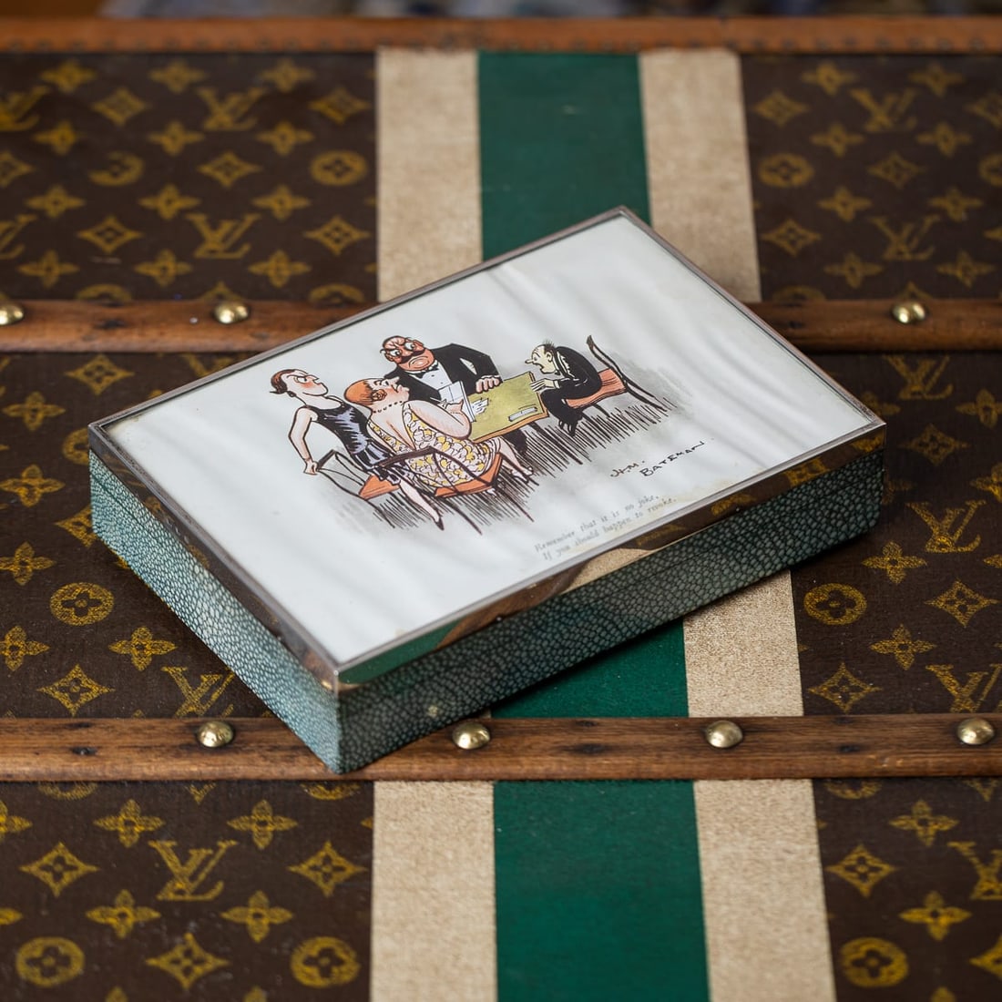 20thC ENGLISH SOLID SILVER & SHAGREEN NOVELTY CIGAR BOX, LONDON c.1929 - 2