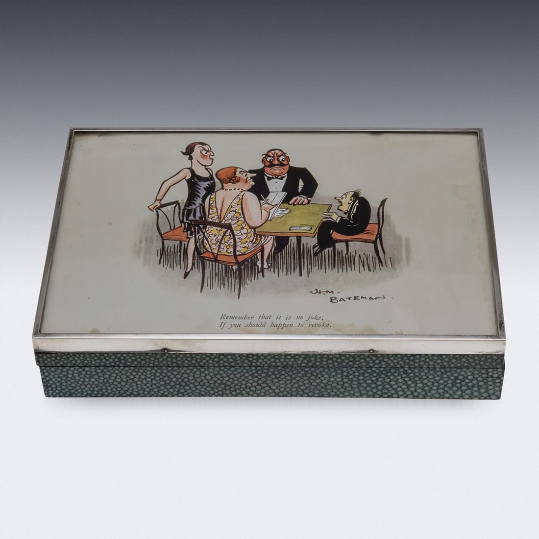 20thC ENGLISH SOLID SILVER & SHAGREEN NOVELTY CIGAR BOX, LONDON c.1929 - 3