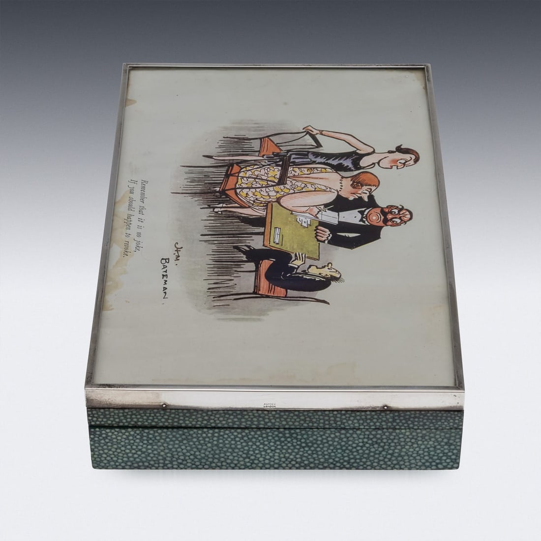 20thC ENGLISH SOLID SILVER & SHAGREEN NOVELTY CIGAR BOX, LONDON c.1929 - 4