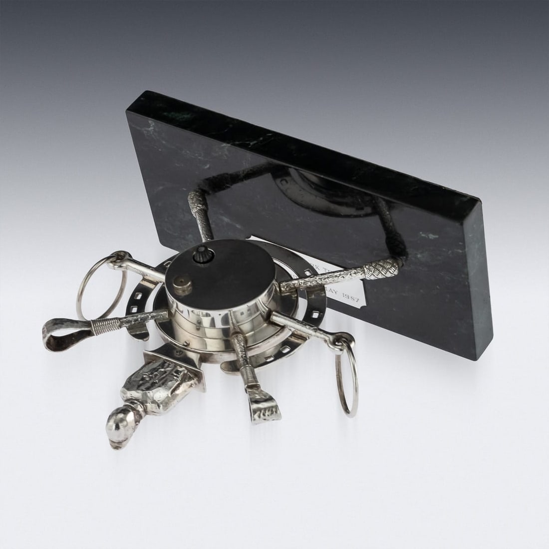 UNUSUAL 20thC SOLID SILVER HORSE RACING CLOCK, EDINBURGH c.1983 - 10