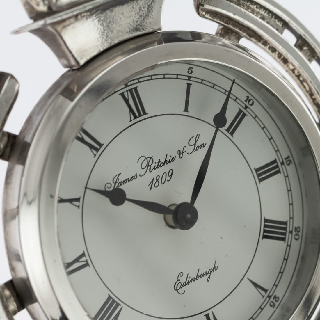 UNUSUAL 20thC SOLID SILVER HORSE RACING CLOCK, EDINBURGH c.1983 - 14