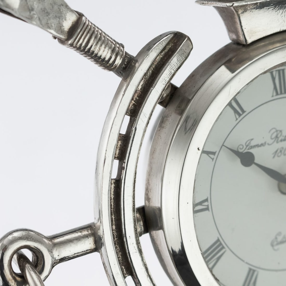 UNUSUAL 20thC SOLID SILVER HORSE RACING CLOCK, EDINBURGH c.1983 - 2