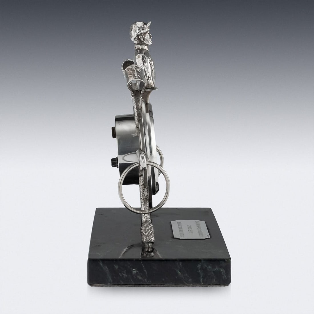 UNUSUAL 20thC SOLID SILVER HORSE RACING CLOCK, EDINBURGH c.1983 - 7