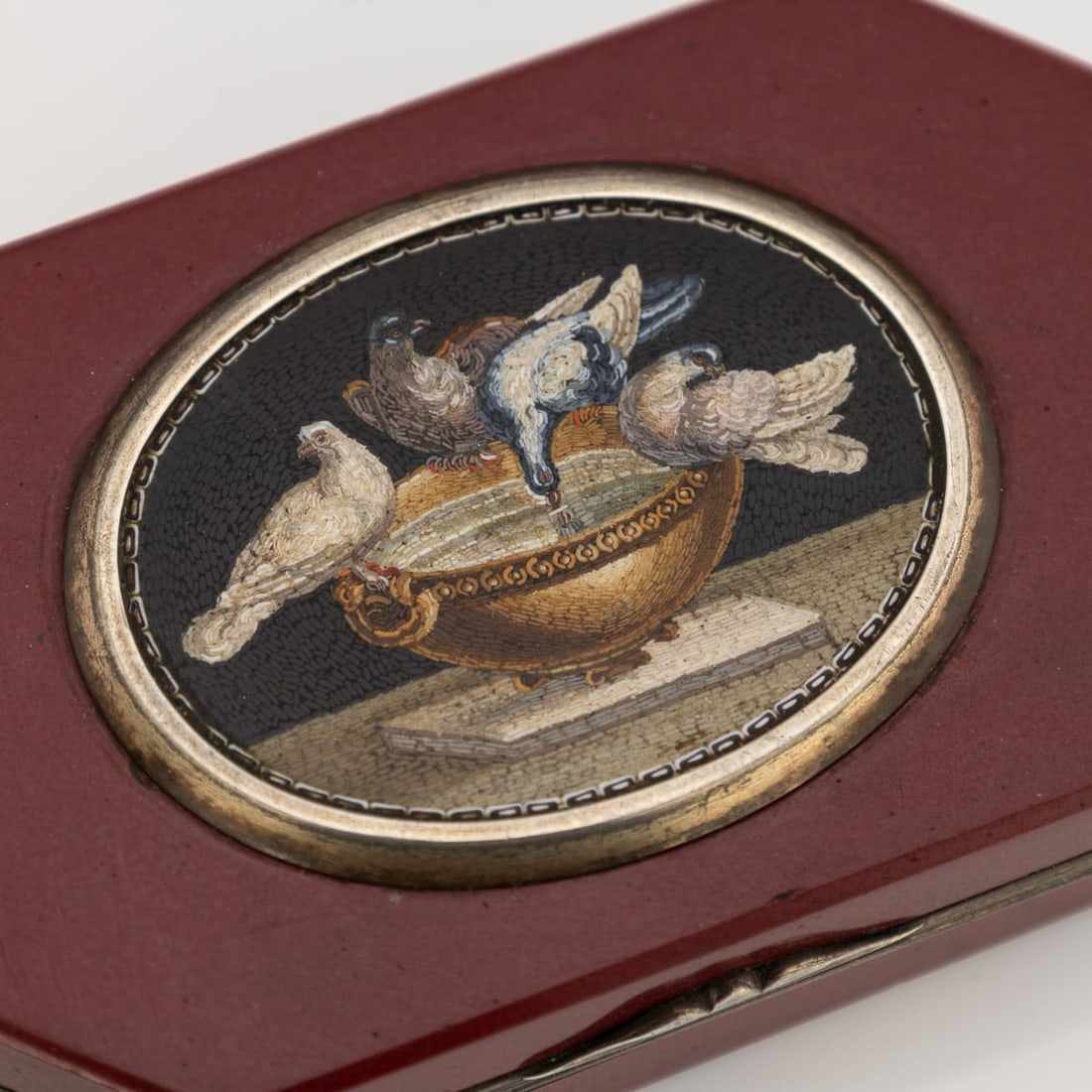 ANTIQUE 19thC ITALIAN SILVER & SILVER GILT MOUNTED MICRO MOSAIC BOX c.1890 - 11