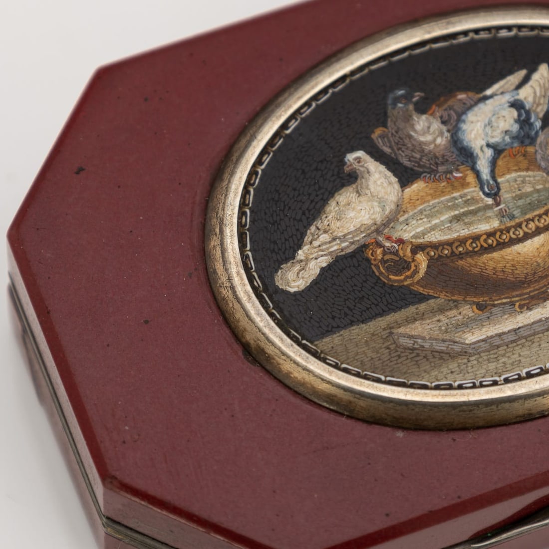 ANTIQUE 19thC ITALIAN SILVER & SILVER GILT MOUNTED MICRO MOSAIC BOX c.1890 - 12