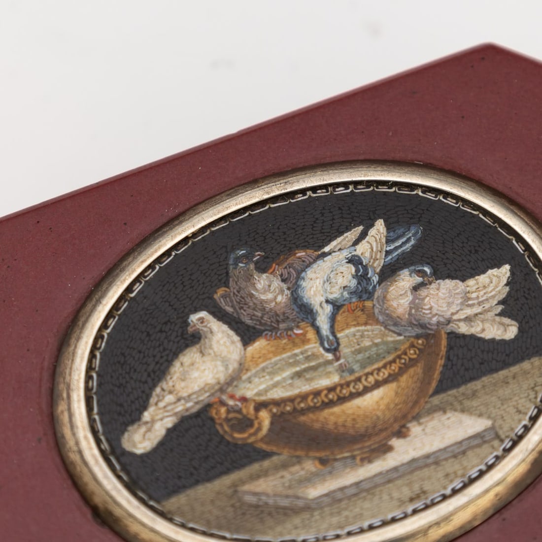 ANTIQUE 19thC ITALIAN SILVER & SILVER GILT MOUNTED MICRO MOSAIC BOX c.1890 - 13