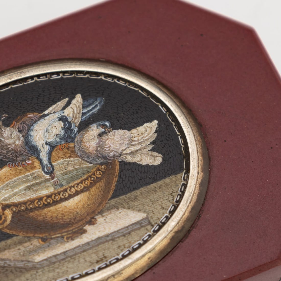 ANTIQUE 19thC ITALIAN SILVER & SILVER GILT MOUNTED MICRO MOSAIC BOX c.1890 - 14
