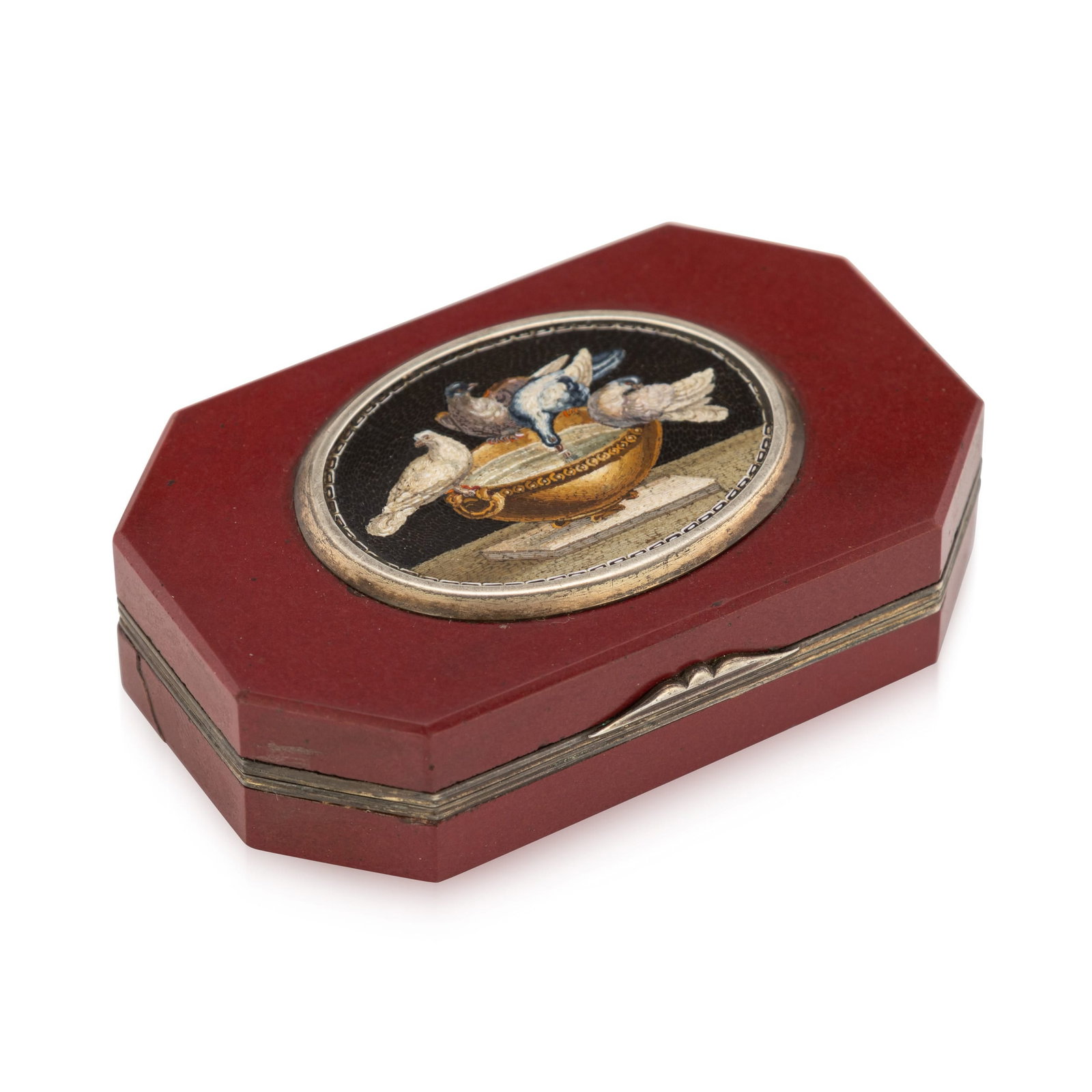ANTIQUE 19thC ITALIAN SILVER & SILVER GILT MOUNTED MICRO MOSAIC BOX c.1890 (1 of 20)