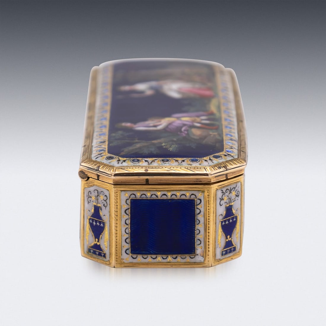ANTIQUE 19thC GERMAN 18K GOLD & ENAMEL SNUFF BOX, HANAU c.1820 - 10