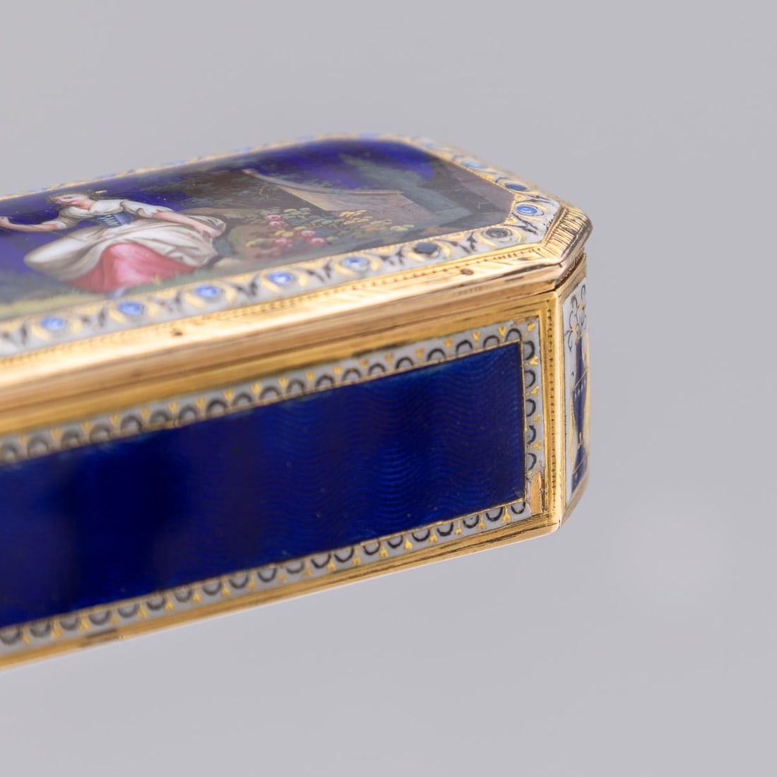 ANTIQUE 19thC GERMAN 18K GOLD & ENAMEL SNUFF BOX, HANAU c.1820 - 19