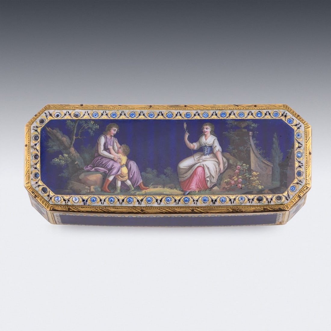 ANTIQUE 19thC GERMAN 18K GOLD & ENAMEL SNUFF BOX, HANAU c.1820 - 4