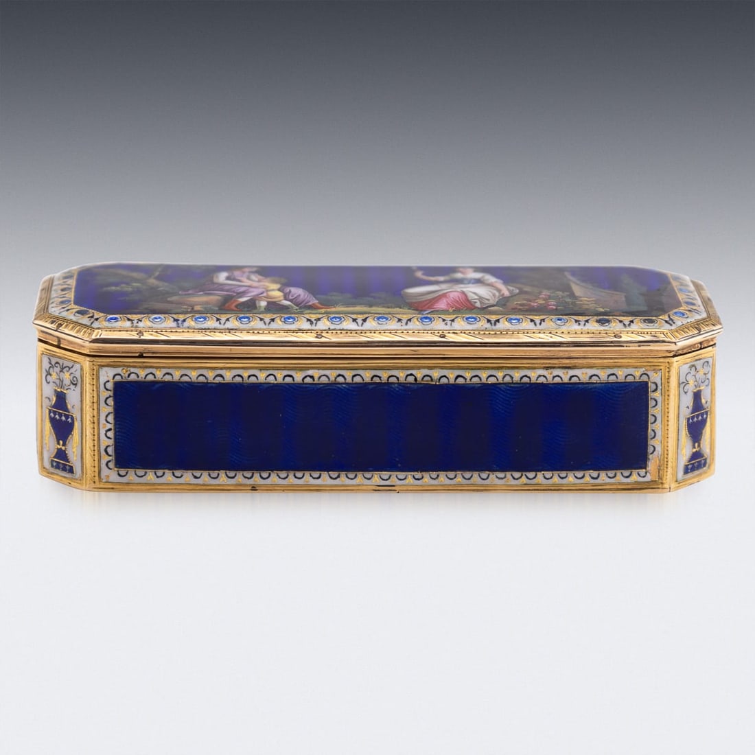 ANTIQUE 19thC GERMAN 18K GOLD & ENAMEL SNUFF BOX, HANAU c.1820 - 7