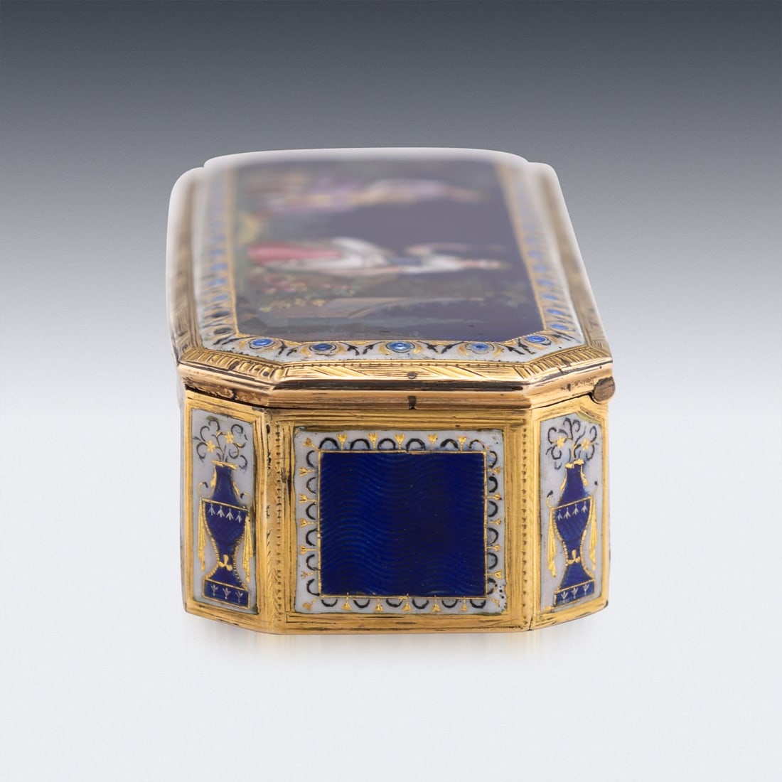 ANTIQUE 19thC GERMAN 18K GOLD & ENAMEL SNUFF BOX, HANAU c.1820 - 8