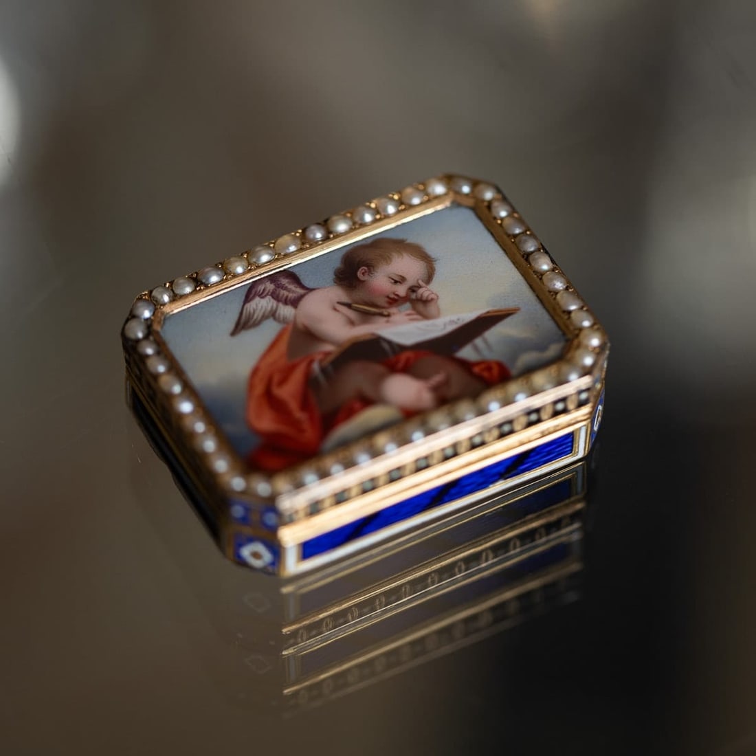 ANTIQUE 19thC SWISS 18k GOLD & ENAMEL VINAIGRETTE, JEAN-GEORGES RÉMOND c.1800 - 3