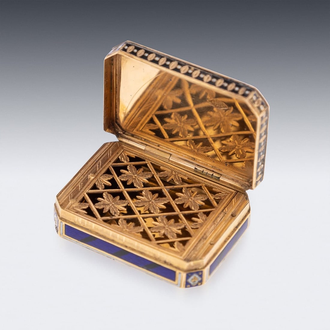 ANTIQUE 19thC SWISS 18k GOLD & ENAMEL VINAIGRETTE, JEAN-GEORGES RÉMOND c.1800 - 7