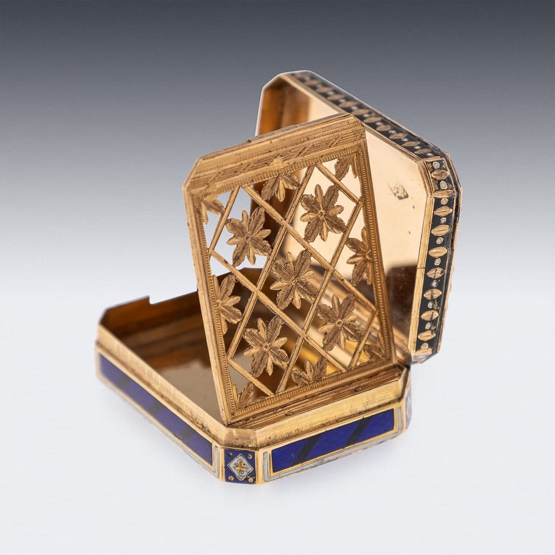 ANTIQUE 19thC SWISS 18k GOLD & ENAMEL VINAIGRETTE, JEAN-GEORGES RÉMOND c.1800 - 8
