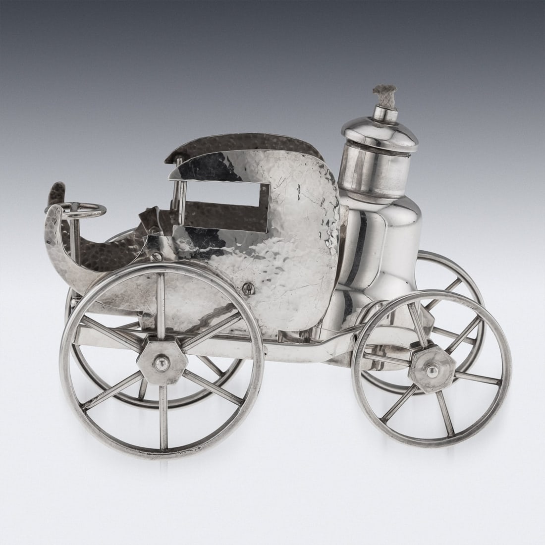 ANTIQUE 20thC CARRIAGE SILVER PLATED TABLE LIGHTER & CIGARETTE HOLDER c.1900 - 4