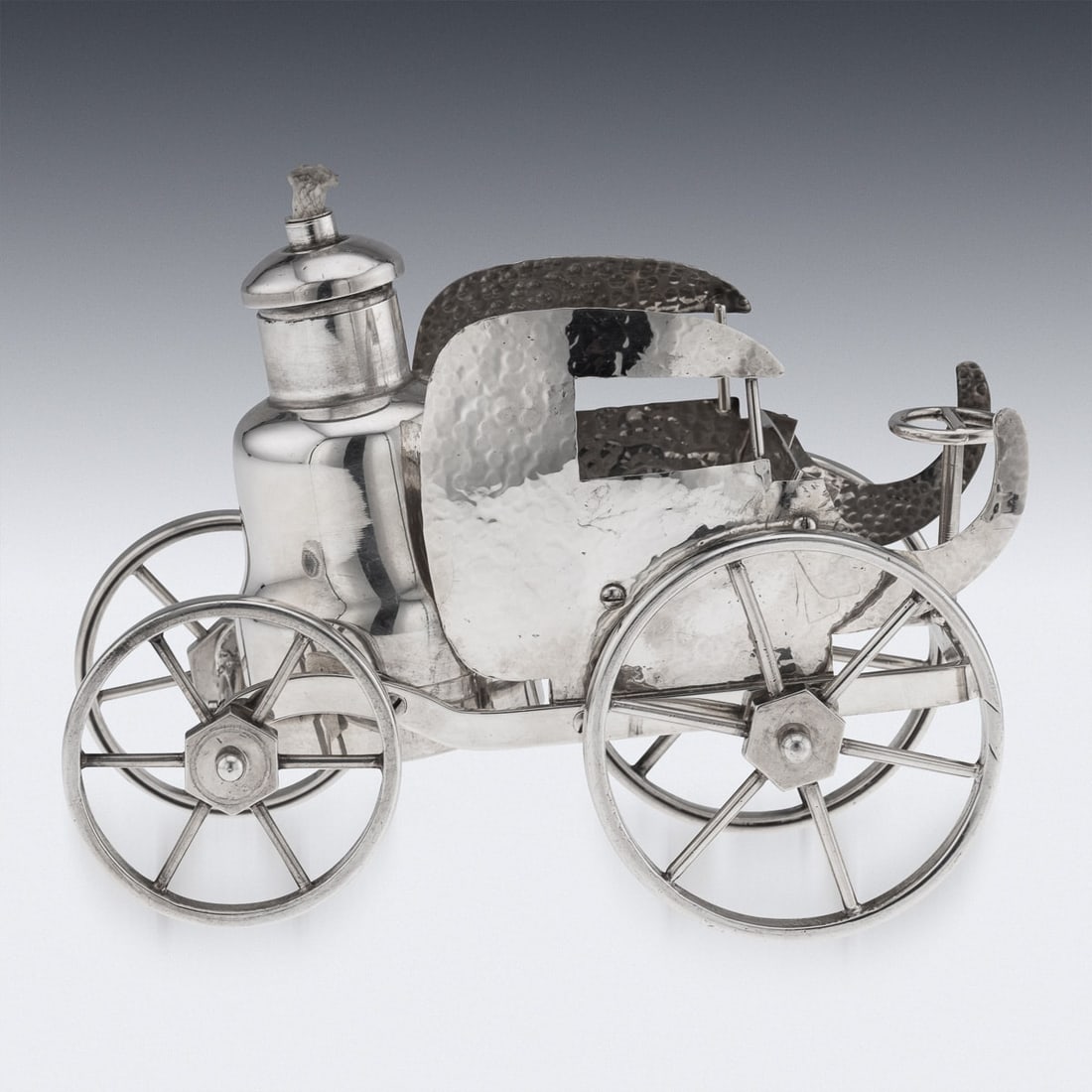 ANTIQUE 20thC CARRIAGE SILVER PLATED TABLE LIGHTER & CIGARETTE HOLDER c.1900 - 6