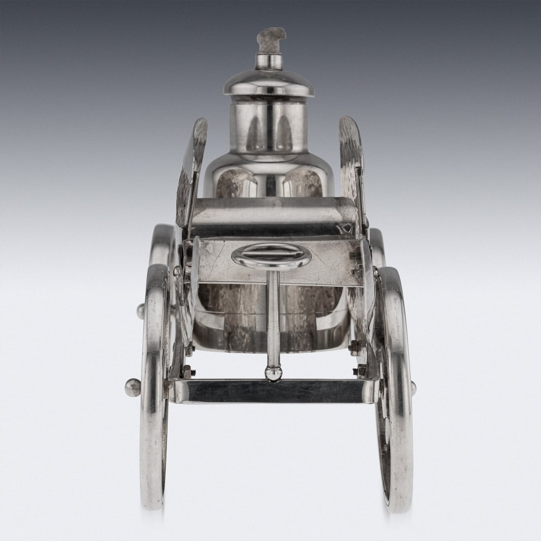 ANTIQUE 20thC CARRIAGE SILVER PLATED TABLE LIGHTER & CIGARETTE HOLDER c.1900 - 7