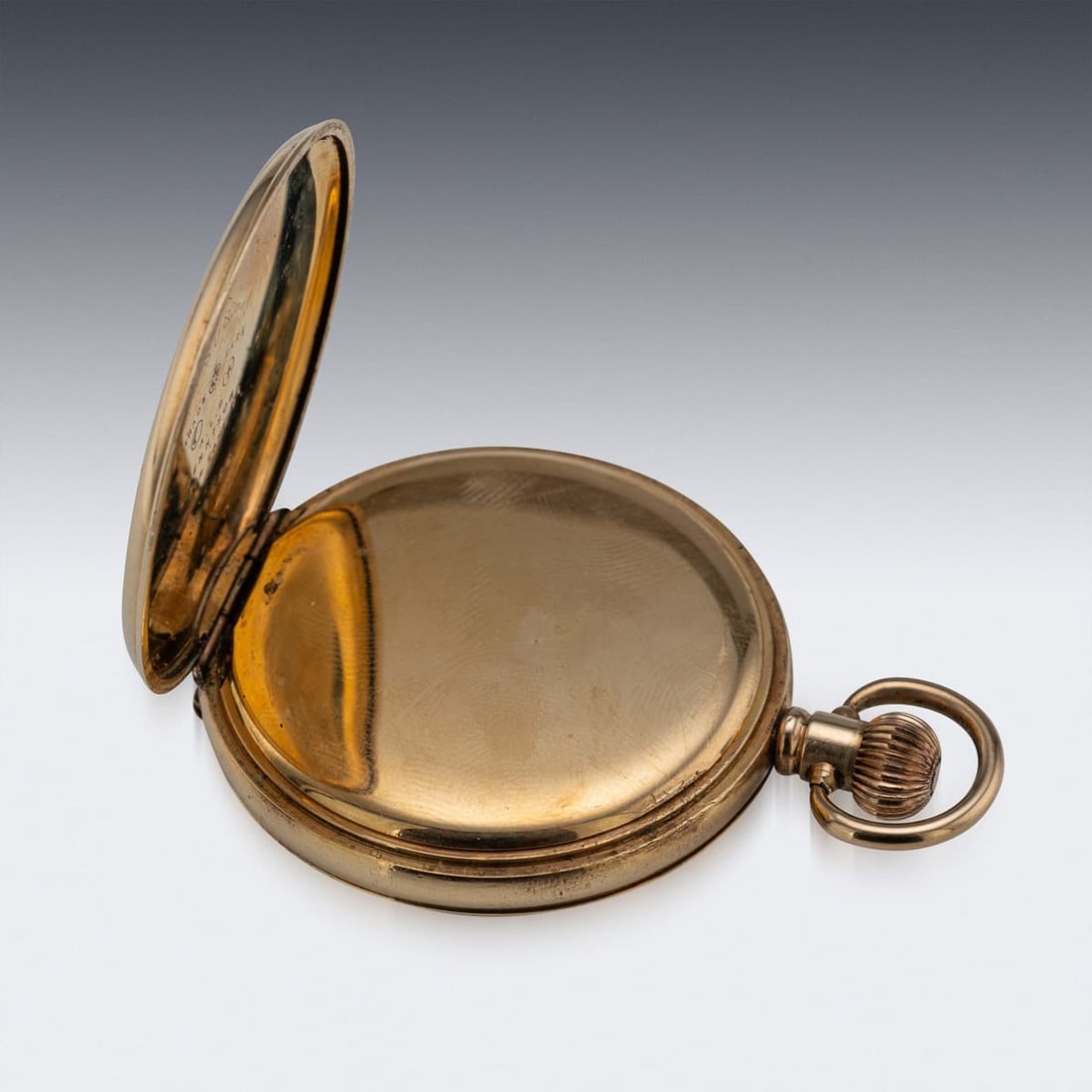ANTIQUE 20thC WALTHAM GOLD PLATED POCKET WATCH WITH SUN & MOON CASE - 5