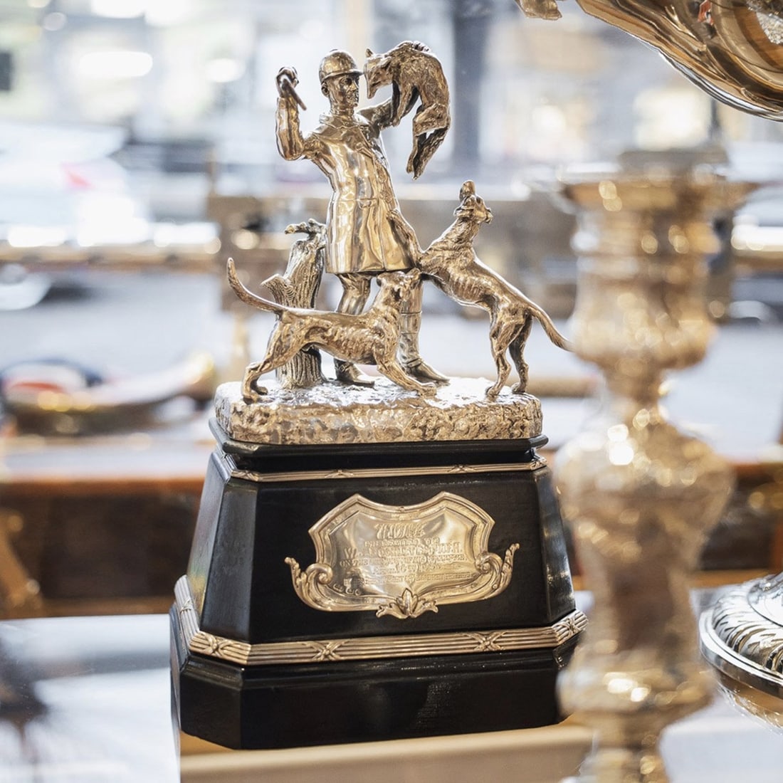 ANTIQUE 19thC VICTORIAN SOLID SILVER HUNTING TROPHY, ELKINGTON c.1894 - 2