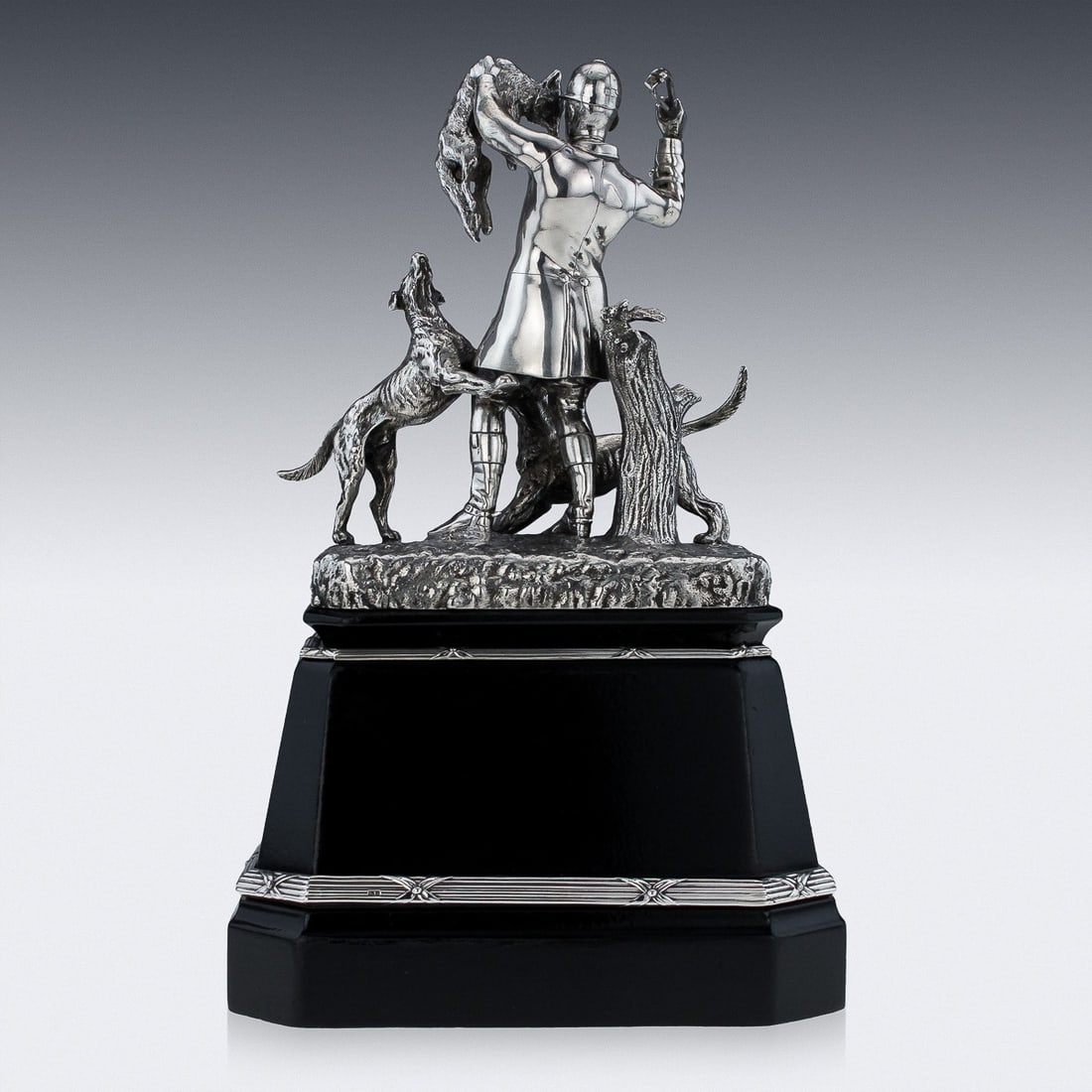 ANTIQUE 19thC VICTORIAN SOLID SILVER HUNTING TROPHY, ELKINGTON c.1894 - 4