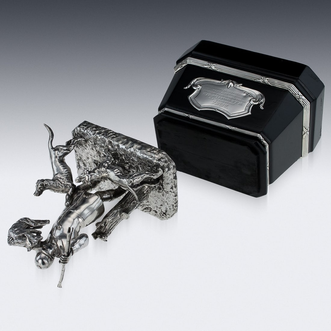 ANTIQUE 19thC VICTORIAN SOLID SILVER HUNTING TROPHY, ELKINGTON c.1894 - 6