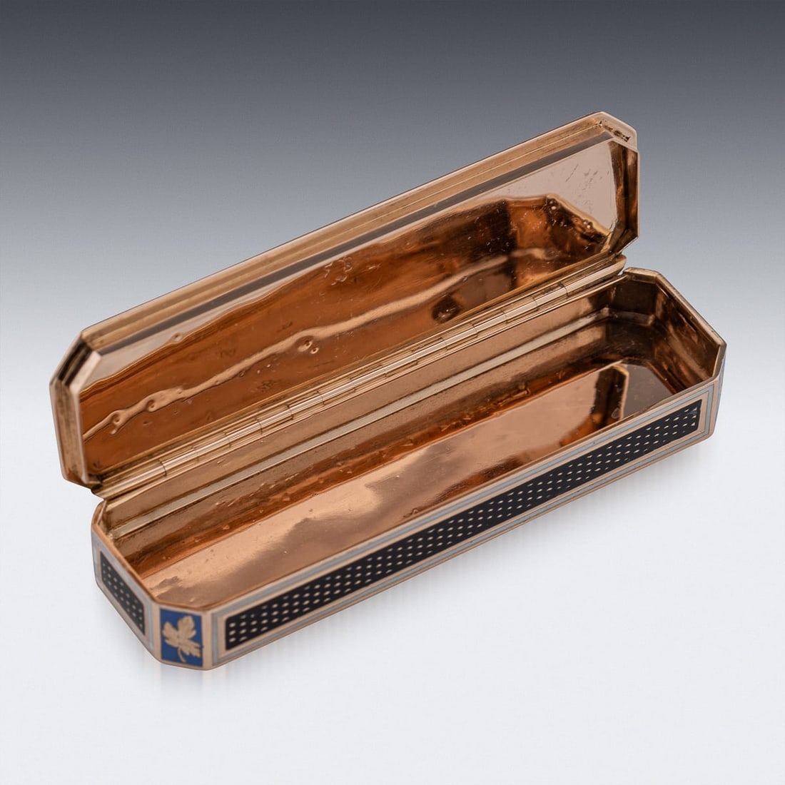 ANTIQUE 19thC GERMAN GOLD & ENAMEL SNUFF BOX, FRERES JORDAN, HANAU c.1800 - 9