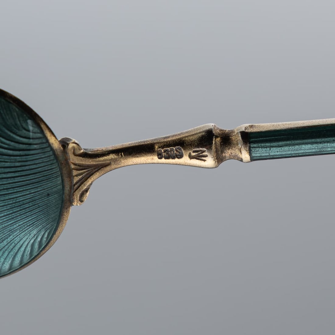 ANTIQUE 20thC NORWEGIAN SOLID SILVER GILT & ENAMEL SET OF SIX SPOONS, BERGEN - 15