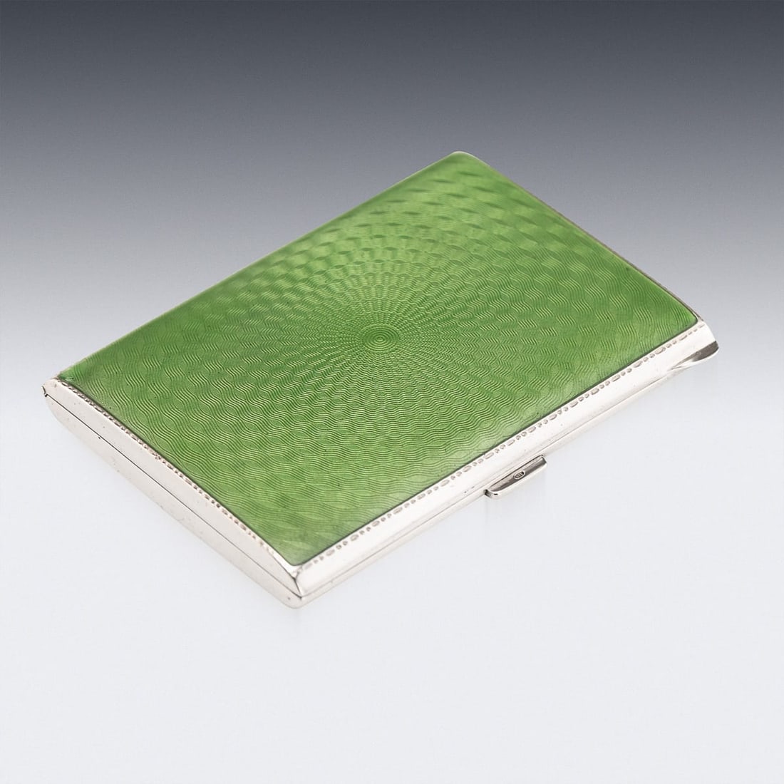 20thC ART DECO SOLID SILVER & GUILLOCHE ENAMEL CIGARETTE CASE c.1929 - 3