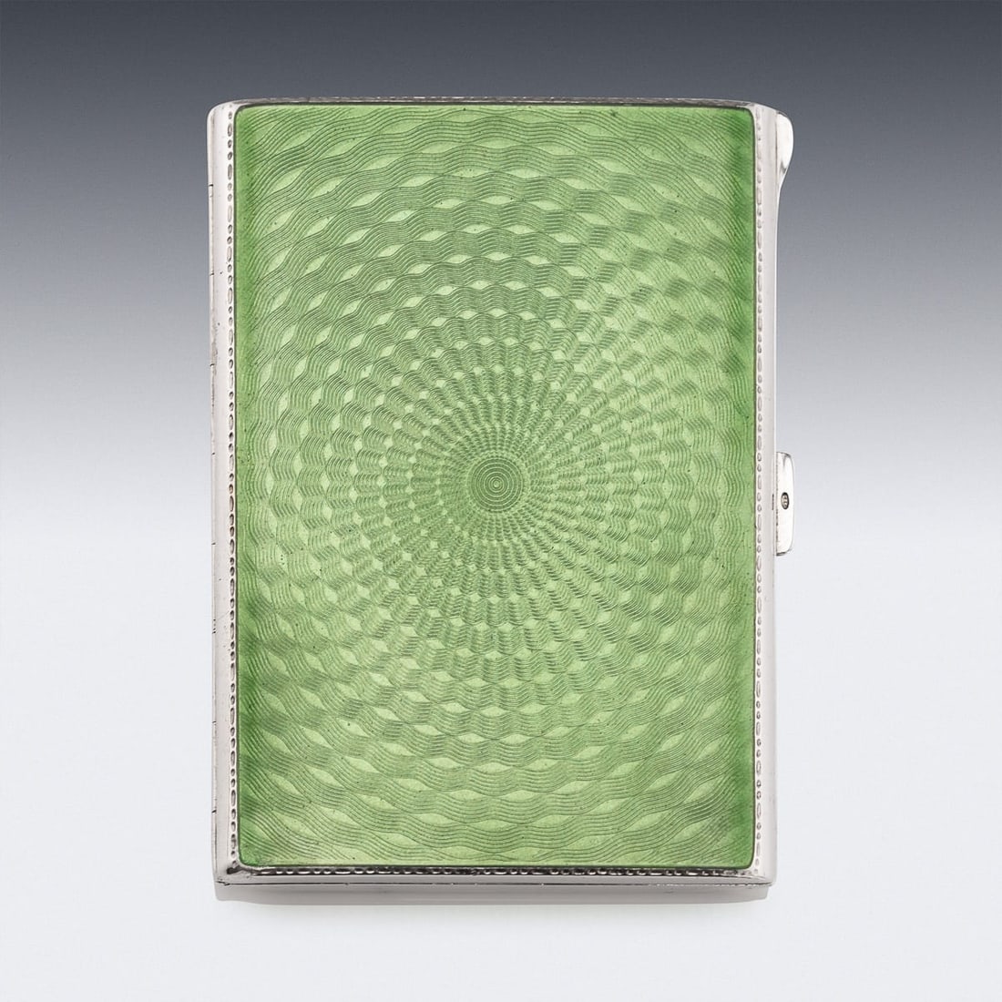 20thC ART DECO SOLID SILVER & GUILLOCHE ENAMEL CIGARETTE CASE c.1929 - 4