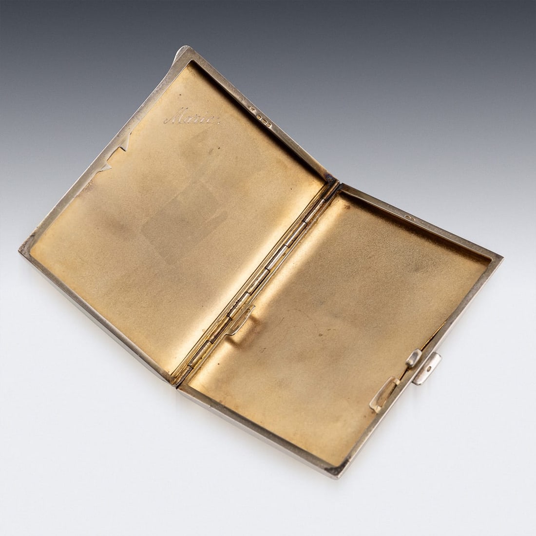 20thC ART DECO SOLID SILVER & GUILLOCHE ENAMEL CIGARETTE CASE c.1929 - 6
