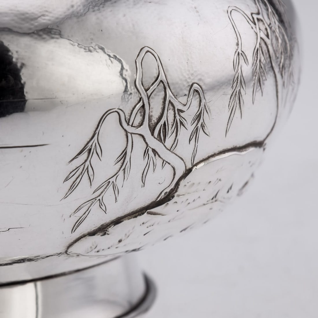 ANTIQUE 20thC MEIJI JAPANESE SOLID SILVER FUJI MOUNTAIN BOWL c.1900 - 10