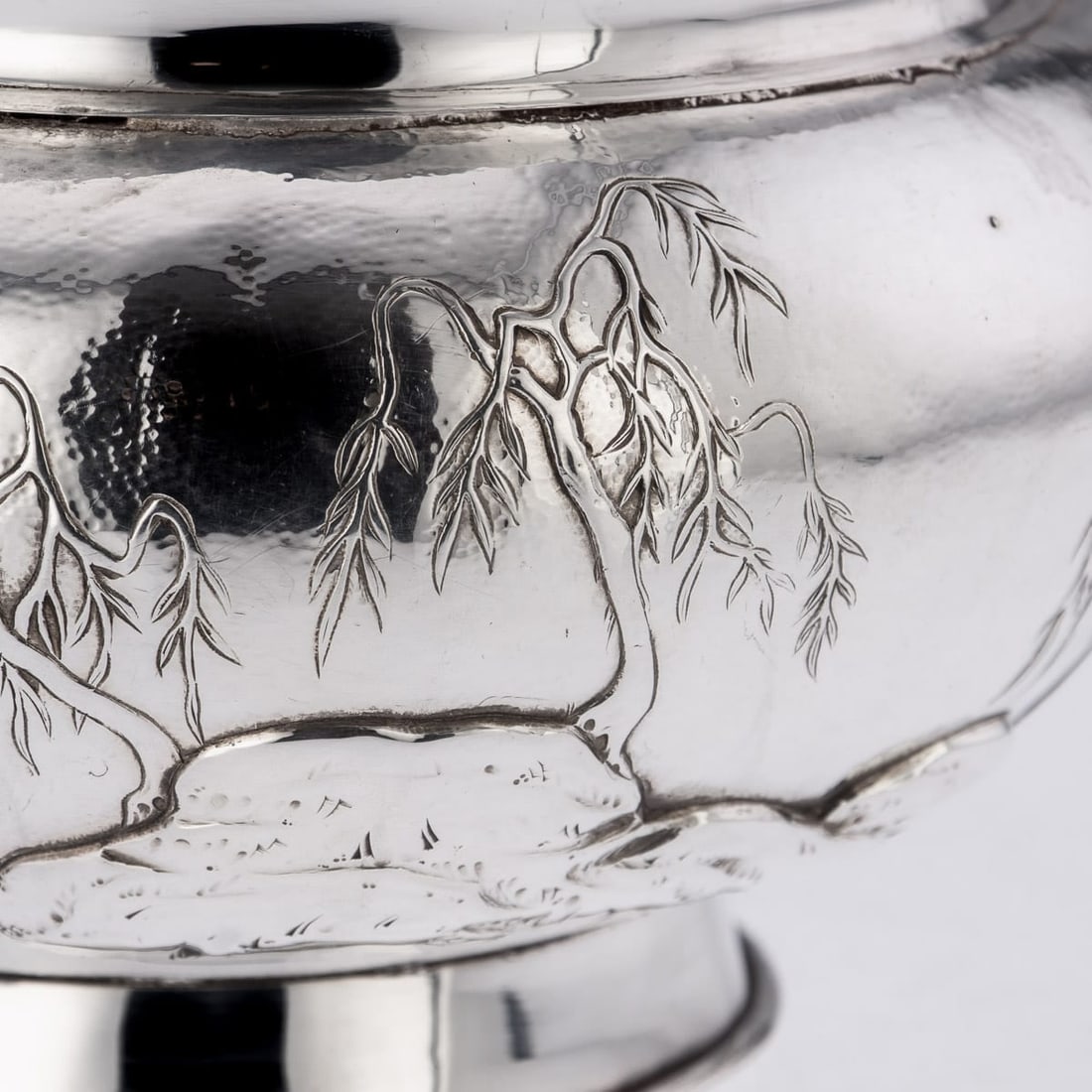 ANTIQUE 20thC MEIJI JAPANESE SOLID SILVER FUJI MOUNTAIN BOWL c.1900 - 11