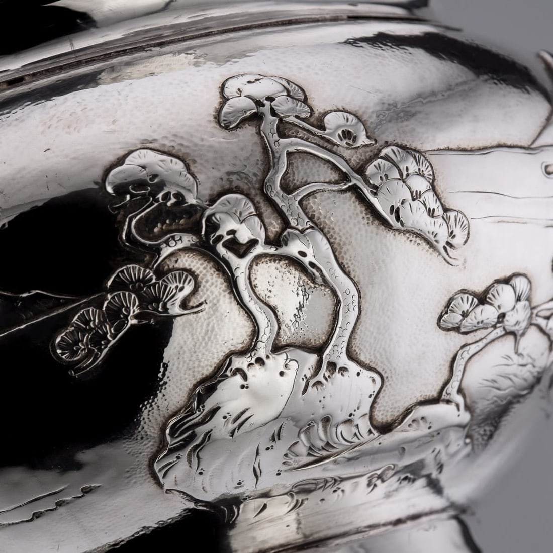 ANTIQUE 20thC MEIJI JAPANESE SOLID SILVER FUJI MOUNTAIN BOWL c.1900 - 16