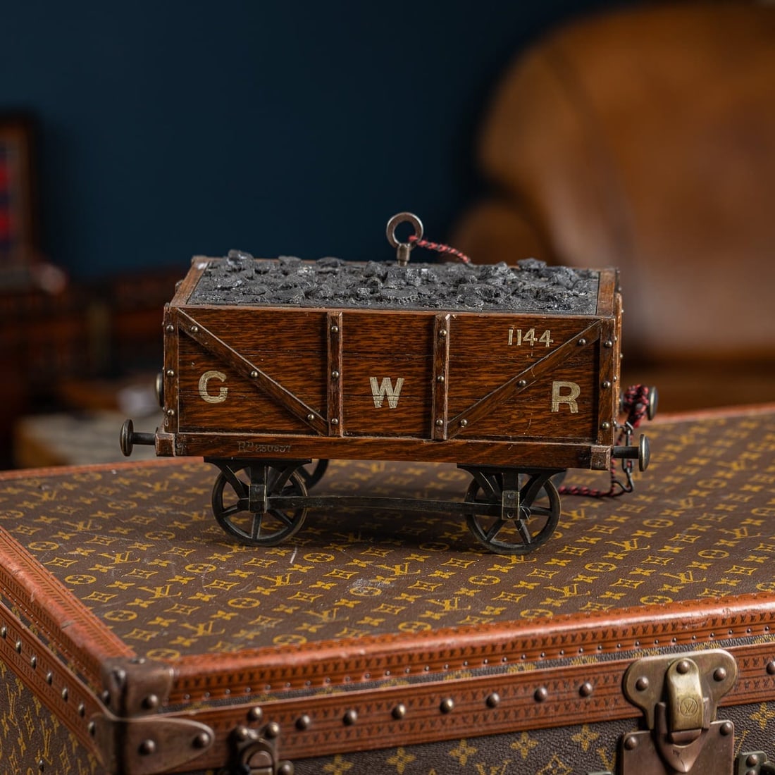 ANTIQUE 20thC EDWARDIAN OAK GWR RAILWAY LOCOMOTIVE TENDER BOX c.1900 - 2